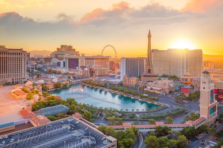 Aerial view of Las Vegas strip in Nevada Aerial view of Las Vegas