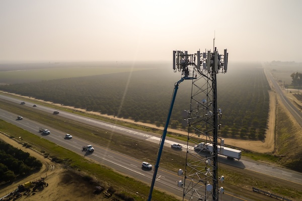 Network tower drone view